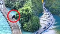The most dangerous floating bridge | Cars driving on water | Amazing  Chinese architecture