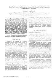 Pdf Key Performance Indicators For Sustainable Manufacturing Evaluation In Automotive Companies