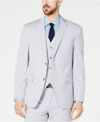 Mens Slim Fit Performance Stretch Wrinkle Resistant Light Gray Suit Jacket Created For Macys