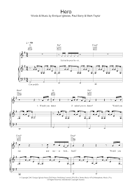 Hero Sheet Music By Enrique Iglesias For Piano Keyboard And Voice Noteflight Marketplace Sheet Music Song Sheet Iglesias