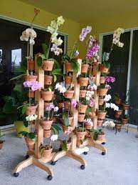 Need More Space For Your Orchids Hangapot Solid Cedar Plant Stands Come In 3 And 5 With Legs Wheels And Award Wi Flower Pole Cedar Plant Flower Pot Hanger