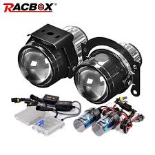 Racbox Universal Waterproof 2 5 Inch Bi Xenon Fog Lights Projector Lens Driving Fog Lamps Car Motorcycle Retrofit Kit H11 5 Projector Lens Fog Lamps Car Lights
