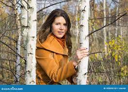 The Girl among Young Birches Stock Image - Image of fall, portrait:  100594153