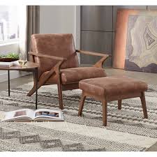 The brown leather chair is a great option for an eames inspired lounge chair to anchor your space. Simple Living Bianca Camel Brown Chair Ottoman Set On Sale Overstock 28056584 Camel Brown
