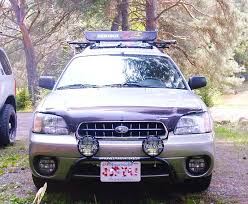 gen 2 subaru outback with roof basket rack light bar and bug shield subaru outback subaru bar lighting gen 2 subaru outback with roof basket