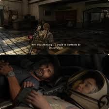 I spel 1 berättar Ellie för Joel vad hon vill bli. I spel 2 ger Joel henne  den perfekta presenten. : r/thelastofus