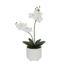 Our real touch flowers have the look and feel of a fresh flower, the detail cannot be beat! Flora Bunda 16 In Real Touch Faux Orchid In White Barcode Pattern Ceramic Footed Planter Cs4382e Mtwh The Home Depot
