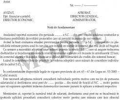 Modele de fundamentare a politicilor monetare de stabilizare macroeconomica. Concedierea Pentru Motive Care Nu Tin De Salariat Modelul Unei Note De Fundamentare