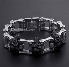 Black And Gold Motorcycle Chain Bracelet Badass Skull Motorcycle Chain Bracelet Pulseras Masculinas Accesorios Para Hombre Pulseras