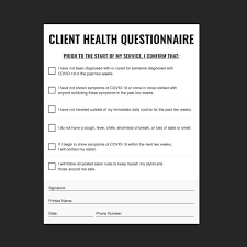 Client Health Screening Questionnaires Download The Template Behindthechair Com In 2020 Health Screening Questionnaire Clients
