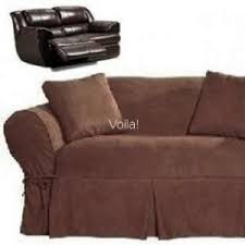 Reclining Loveseat Slipcover Adapted For Dual Recliner Love Seat Suede Chocolate Reclining Sofa Slipcover Loveseat Slipcovers Slipcovered Sofa
