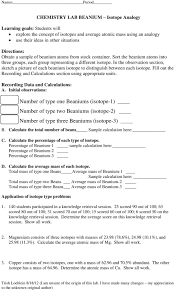 Chemquest 9 average atomic mass key information: Isotopes Worksheet Answers Extension Questions