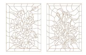 Bekijk print de grote versie. Stel Contourillustraties Van Glas In Lood Met Fantastische Feeen Op Een Achtergrond Van Bloeiende Planten Royalty Vrije Cliparts Vectoren En Stock Illustratie Image 75993519