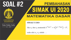 Halo teman teman kelas 12 sma smk. Pembahasan Soal Asli Simak Ui 2020 Matematika Dasar No 2 Eksponen Dan Logaritma Youtube