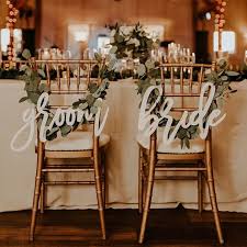 Bride And Groom Chair Signs For Wedding Lightweight Etsy Wedding Chair Signs Sweetheart Table Wedding Wooden Wedding Signs