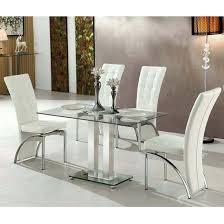 The nook heathered oak 54 round counter height dining table. Jet Small Dining Table Rectangular In Clear Glass With 4 Ravenna White Dining Chairs This Beautiful White Glass Dining Table White Dining Chairs Dining Table