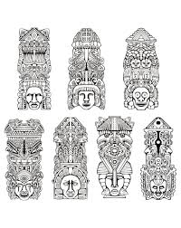 Totems Inspiration Inca Mayan Aztec Mayans Incas Coloring Pages For Adults Just Color Art Azteque Tatouage Inca Tatouage Marquisien