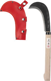 Japanese densyo steel grass sickle w/ wooden handle kama 180mm from japan. Billhook Sickle Niwaki