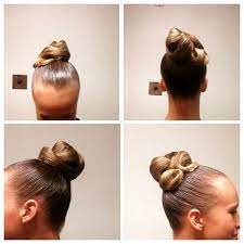 Simple High Swirl Bun Pre Makeup And Rhinestones Great For Both Latin And Standard Ballroom V Dance Hairstyles Ballroom Dancing Hairstyles Competition Hair