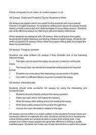 The uk's premier essay writing service. Calameo Uk Essays Useful And Powerful Tips For Students To Write