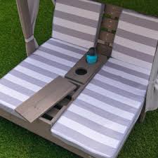 Rated 4.3 out of 5 stars. Amazon Com Kidkraft Wooden Outdoor Double Chaise Lounge With Cup Holders And Cushions Kid S Patio Furniture Gray Gift For Ages 3 8 Patio Lawn Garden