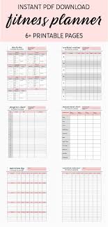 Fitness Planner Progress Chart Fitness Log Nutrition