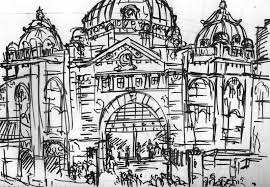 Flinders Station Jpg Image Urban Sketching Art Painting
