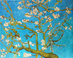 Flowers in a blue vase 1886. White Cherry Blossom Canvas Painting Branch Picture Painting Blue Art Vincent Van Gogh The Almond Tre Van Gogh Wallpaper Cherry Blossom Wallpaper Painting
