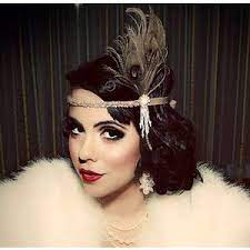 1920 S Hairstyles With Feather Headband Google Search Aksesori Rambut Rambut Kostum