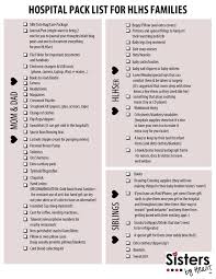 Hospital Pack Checklist Hospital Checklist Chd Babies Pediatric Heart