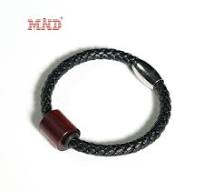 MW6A03-1 Fashion RFID Leather Wristband Smart NFC Chip Wood ...