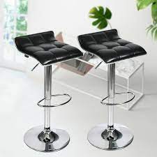 Button tufting dots the seats and a nailhead trim lines the edge for added vintage appeal. Set Of 2 Bar Stool Adjustable Swivel Leather Seat Counter Dining Kitchen Chair Bar Stools Aliexpress