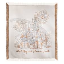 Throw blankets are sometimes chosen as accents to toss over a chair or couch or to drape over the end of a bed. Disney Throw Blanket Cinderella Castle Damask Walt Disne
