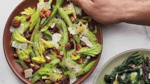 Celery Salad With Dates Almonds And Parmesan Recipe Celery Salad Celery Recipes Celery