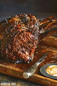 Rotisserie Prime Rib With Horseradish Cream Barbecuebible Com