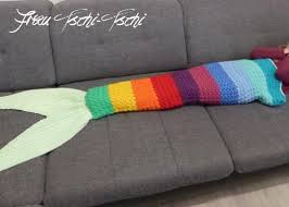By moonangel, posted 3 years ago crafter. Crocheted Rainbow Mermaid Tail Blanket