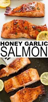 Easy Honey Garlic Salmon 5 Ingredients Chef Savvy Recipe Salmon Recipe Pan Seafood Dinner Salmon Recipes Pan Seared