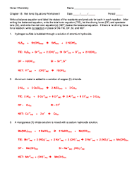 Write the net ionic equations for each of the following unbalanced molecular equations. Net Ionic Equation Worksheet Fill Online Printable Fillable Blank Pdffiller