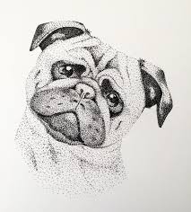 Dibujar dos orejas de perro como se indica. Pug Puntillismo Pen Art Drawings Dotted Drawings Stippling Art