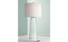 Watkin clear glass column usb led table lamps set of 2. Marcus Coastal Contemporary Table Lamp Clear Glass Tapered Column White Drum Shade Decor For Living Room Bedroom Beach House Bedside Nightstand Home Office Entryway Family 360 Lighting Amazon Com