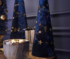 Winter Wonder Lane Blue Gold Velvet Star Cone Tree Big Lots In 2020 Blue Christmas Decor Gold Christmas Decorations Christmas Colour Schemes