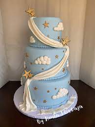 Twinkle Twinkle Little Star Baby Boy 3 Tier Baby Shower Cake Baby Shower Cakes For Boys Baby Shower Cakes Twin Baby Shower Cake