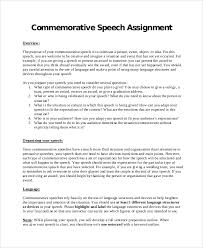 Beginning on the next page is an outline template (in microsoft word format), which is filled in with a sample to show you what a final outline looks like. Free 6 Sample Commemorative Speech In Pdf