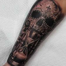 Joel Speelman Black Grey Art Sanduhr Tattoo Vorlage Schadel Armel Tatowierungen Armeltatowierungen
