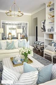 Summer Living Room Tour With Blue White Citrineliving Light Blue Living Room Blue And White Living Room Blue Accents Living Room
