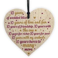 What are traditional milestone anniversary gifts? 10th Wedding Anniversary 10 Year Tin Handmade Wooden Heart First Wedding Gifts 5060625625557 Ebay