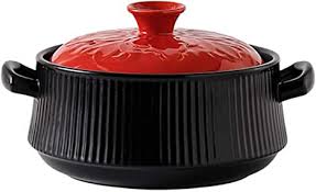 Click here to view it on amazon. Amazon Com Chinese Ceramic Stovetop Ceramic Pot Ceramic Cookware 3l Round Black Dish Casserole Clay Pot Earthen Pot Ceramic Cookware With Red Lid Heat Resistant 3 L Kitchen Dining