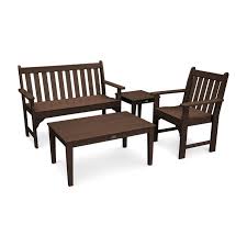 Vineyard 4 Piece Bench Seating Set In 2020 Teak Patio Furniture Rocking Chair Set Seating Groups
