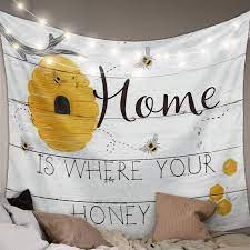 Amazon.com: Arts Language Tapestry Home is Where You Honry is Bee Rustic  Wood Wall Hanging Bedding Tapestry for Bedroom Living Room Dorm Home Wall  Decor for Teens/Girl 51