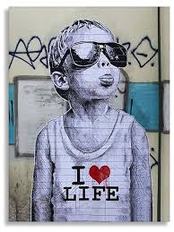 Hol dir jetzt berühmte banksy bilder wie flower girl, kaka pupu oder viele weitere. Art Brother Print On Canvas Banksy Graffiti I Love My Life Picture Ready On Stretcher Frame Art Prints Streetart Strassenkunst Graffiti Utopische Strassenkunst